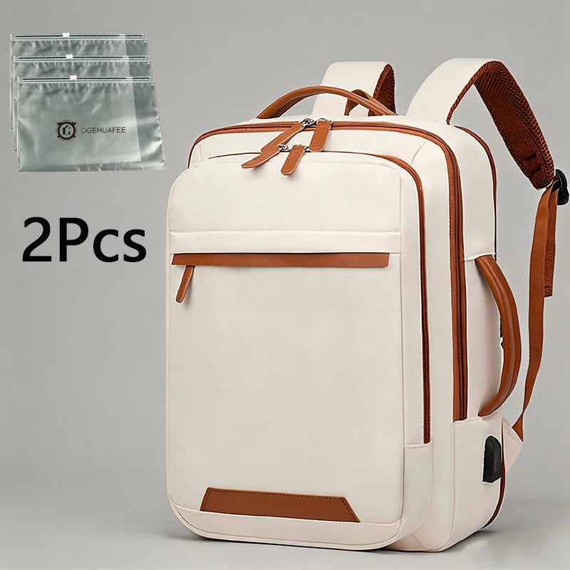 Tuzwa Expandable Laptop Backpack with Dry & Wet Separation – 20-35L Lightweight Nylon Travel Backpack with Rain Cover for Work & Commuting