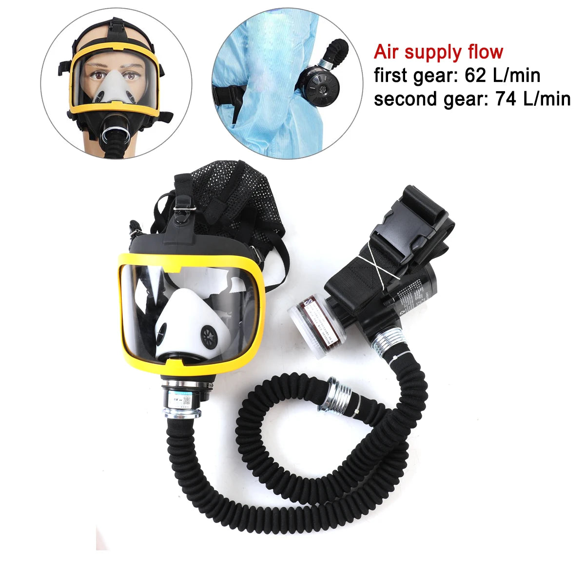 Tuzwa Constant Air Flow Full Face Respirator System – Reusable Full Face Respiratory Protection Mask for Appropriate Industrial & Chemical Work