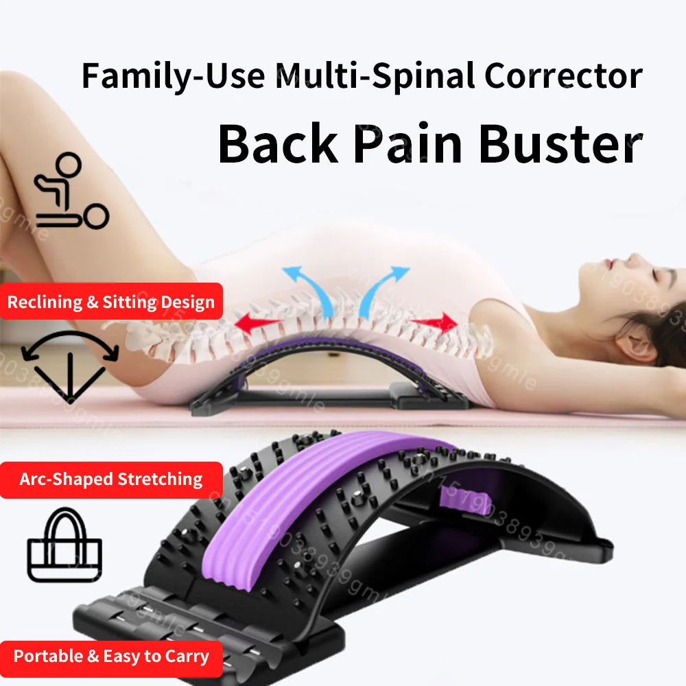 Tuzwa Adjustable Back Stretcher – Multi-Level Lumbar Stretching & Massage Tool for Lower Back Support, Posture, Relaxation & Daily Comfort