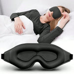 Tuzwa Cooling Sleep Eye Mask with Adjustable Strap – Pressure-Free Light Blocking Sleeping Mask, Soft Travel Eye Cover, Black