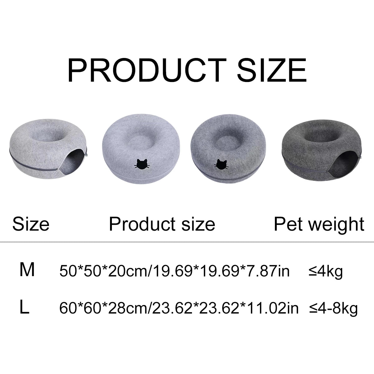 Tuzwa Cat Tunnel Bed – Interactive Round Wool Cat Tunnel with Scratching Surface, Cozy Hideaway & Play Bed for Indoor Cats