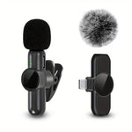Tuzwa Wireless Lavalier Microphone – Mini Omnidirectional Clip-On Lapel Mic with Windproof Cover & Built-In Battery for iPhone, Android & Video Recording