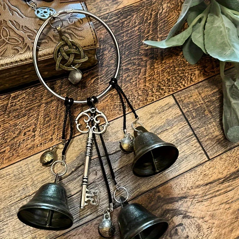 Tuzwa Witch Bells for Door – 1pc Metal Doorknob Hanging Bell Wind Chime, Decorative Witch Bell Door Hanger for Home, Entryway & Porch Decor