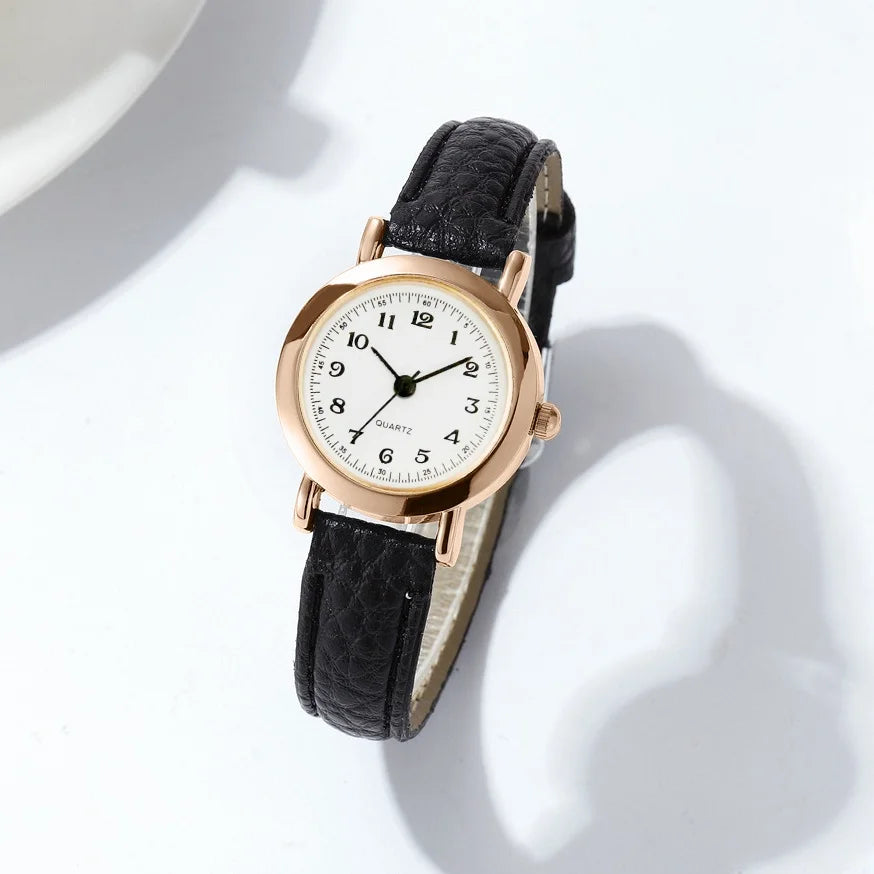 Tuzwa Women’s Quartz Watch – Elegant Leather Strap Analog Wristwatch with Arabic Numerals, 23mm Dial for Everyday & Dress Wear
