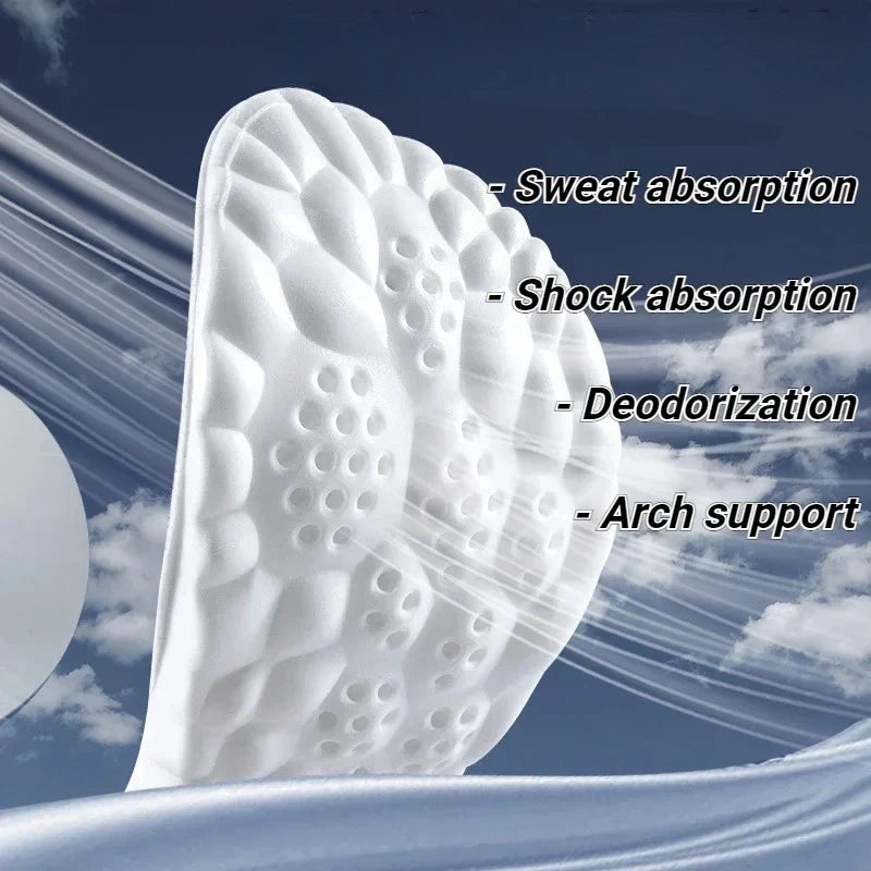 Tuzwa 4D Sports Insoles with Arch Support – Shock-Absorbing EVA Shoe Inserts, Lightweight Anti-Slip Cushioned Insoles for Athletic Shoes