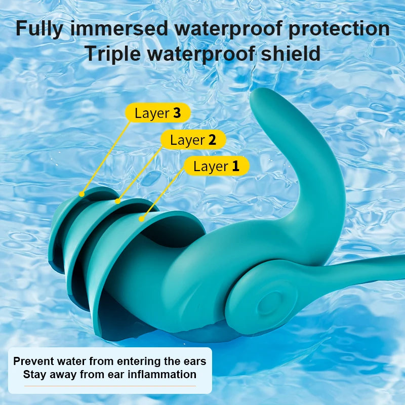 Tuzwa Swimming Ear Plugs – Waterproof Reusable Silicone Earplugs with Noise Reduction, Comfortable Swim Ear Plugs for Pool & Water Sports