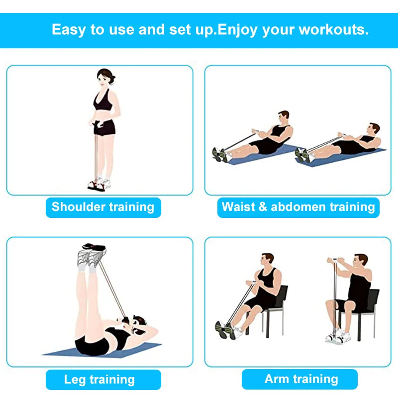 Tuzwa Resistance Bands for Working Out – 4-Tube Elastic Exercise Bands for Full Body Strength Training, Home Fitness & Travel
