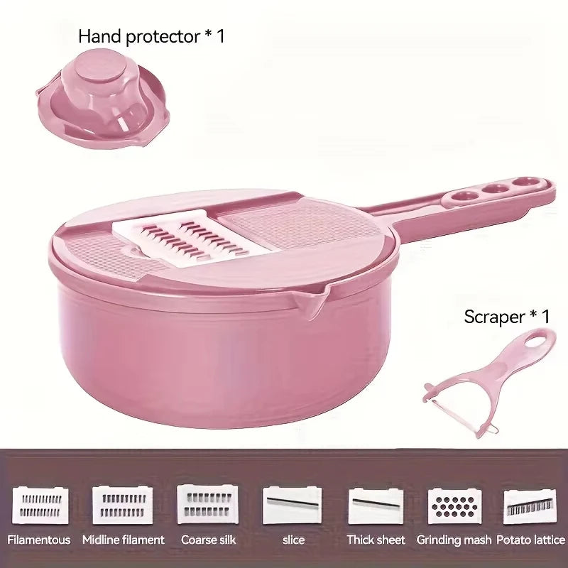 Tuzwa 9-in-1 Multifunctional Vegetable Chopper & Mandoline Slicer | Stainless Steel Food Cutter with Interchangeable Blades | Manual Kitchen Tool for Fast Meal Prep