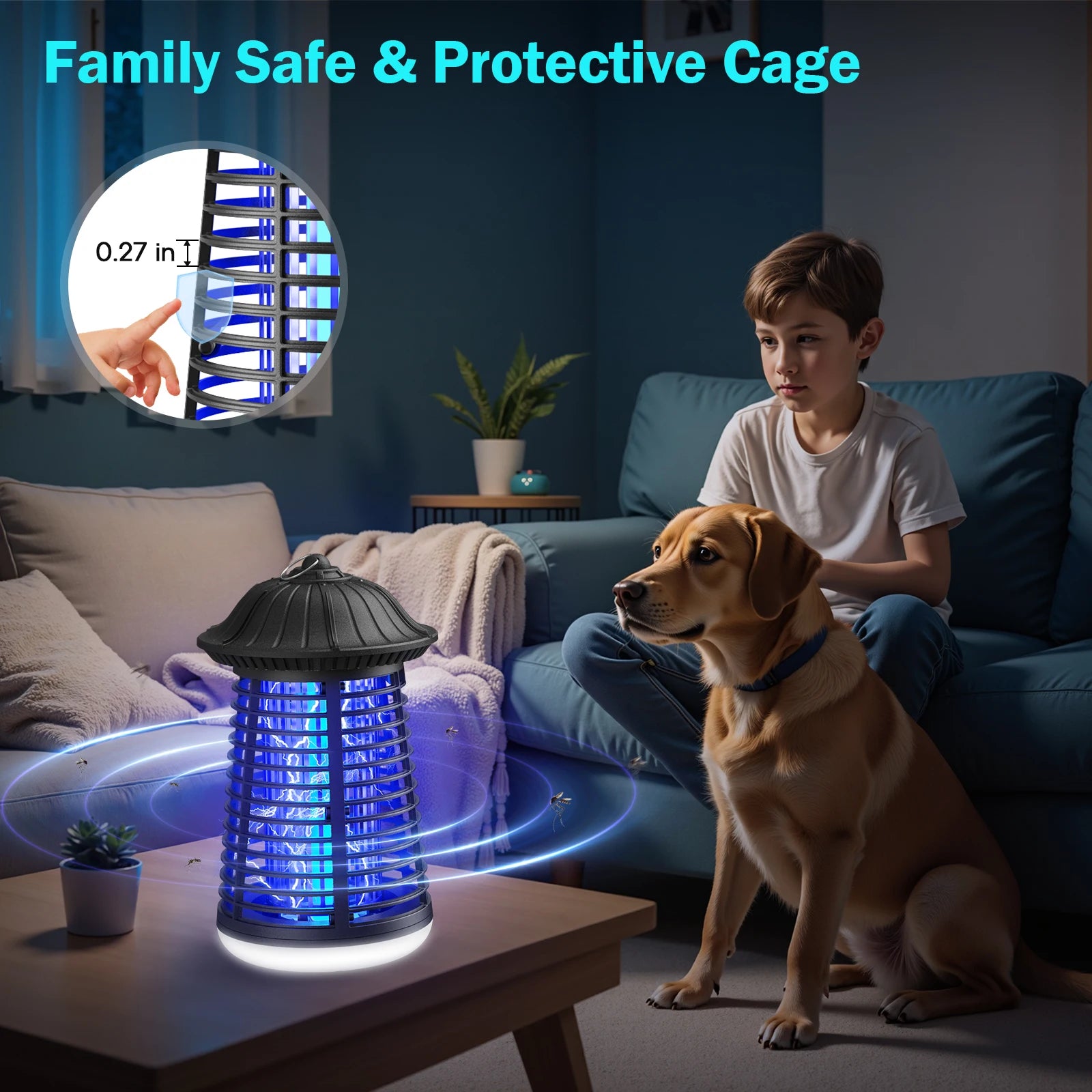 Tuzwa Electric Bug Zapper with LED Light – 2-in-1 Indoor & Outdoor Mosquito Trap for Flying Insect Control