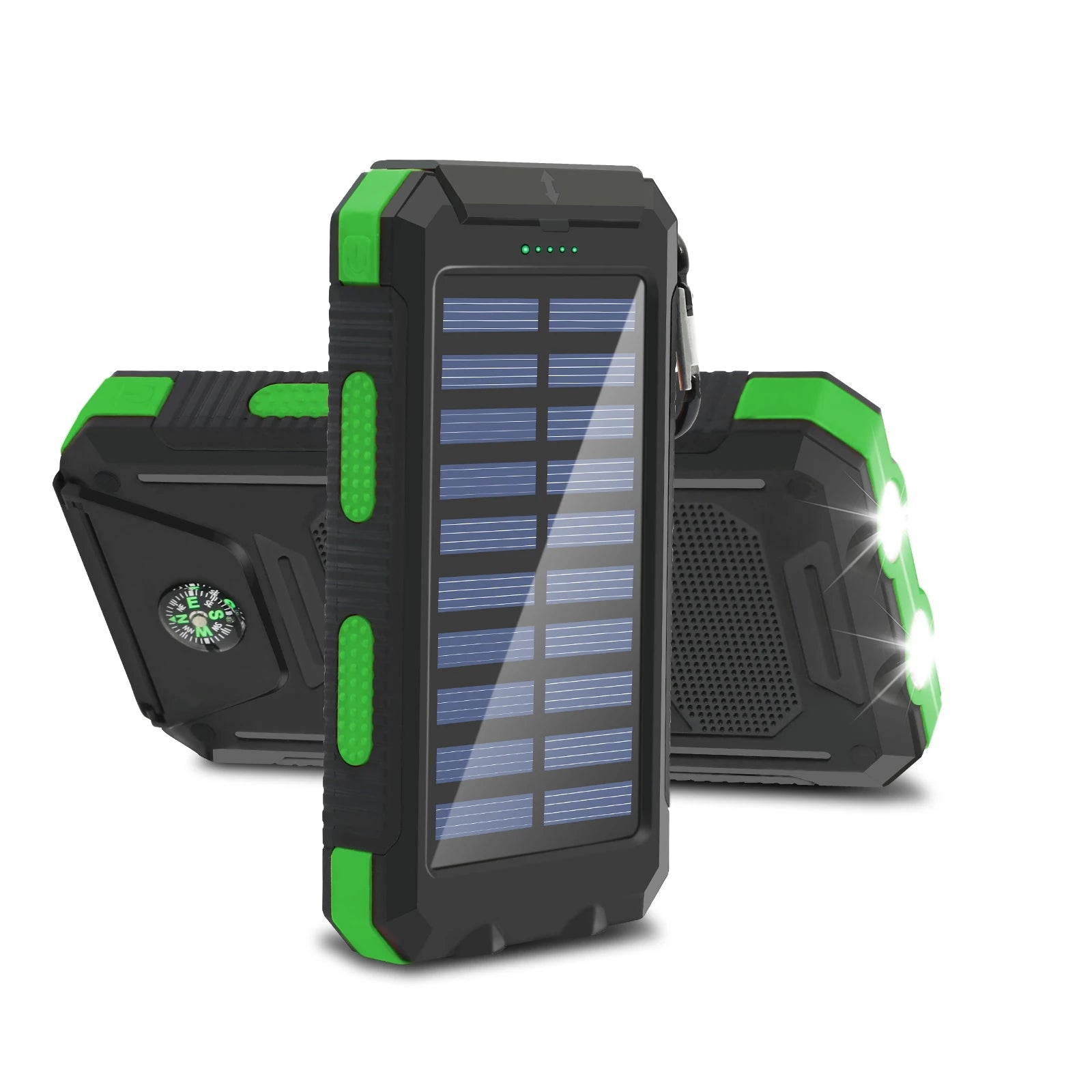 Tuzwa 20000mAh Solar Power Bank – Fast Charging Portable Charger with Built-In Cables, Digital Display & LED Light for Travel & Outdoor Use