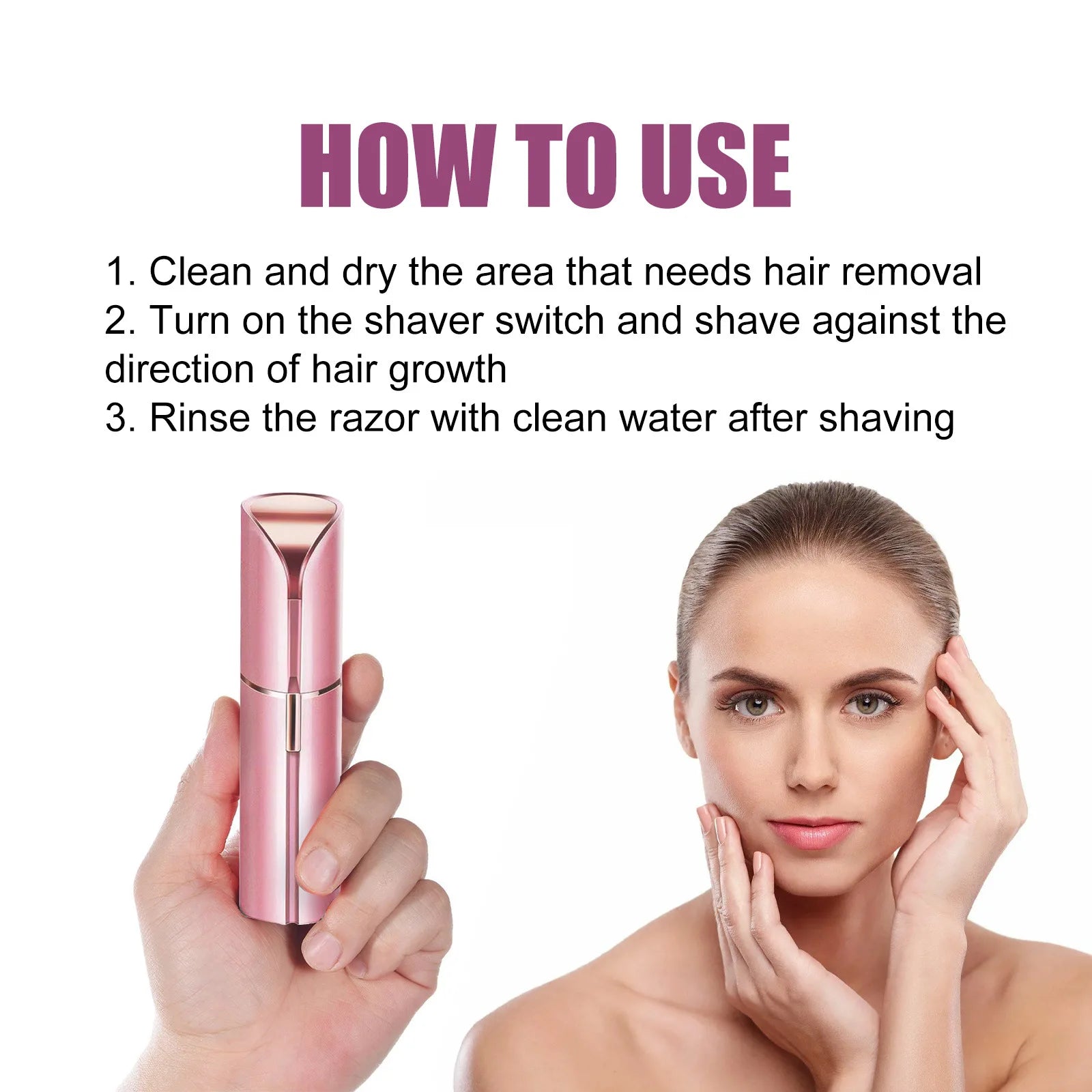 Tuzwa Electric Facial Hair Remover for Women – Portable Lipstick Face Shaver with Battery-Powered Compact Metal Design