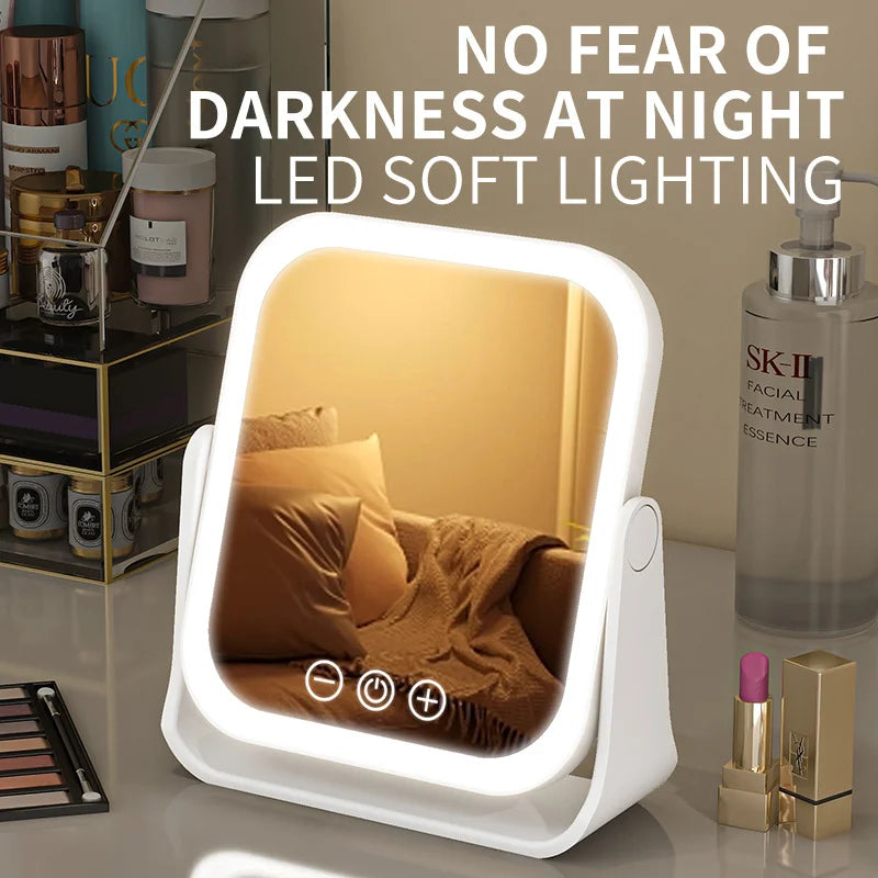 Tuzwa LED Makeup Mirror with Touch Dimming & 3X Magnification – Portable Lighted Vanity Mirror for Makeup & Grooming