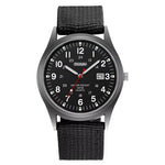 Tuzwa Men's Luminous Military Watch – Quartz Movement, Easy-Read Arabic Numerals, Nylon Strap, Slim 8mm Round Case