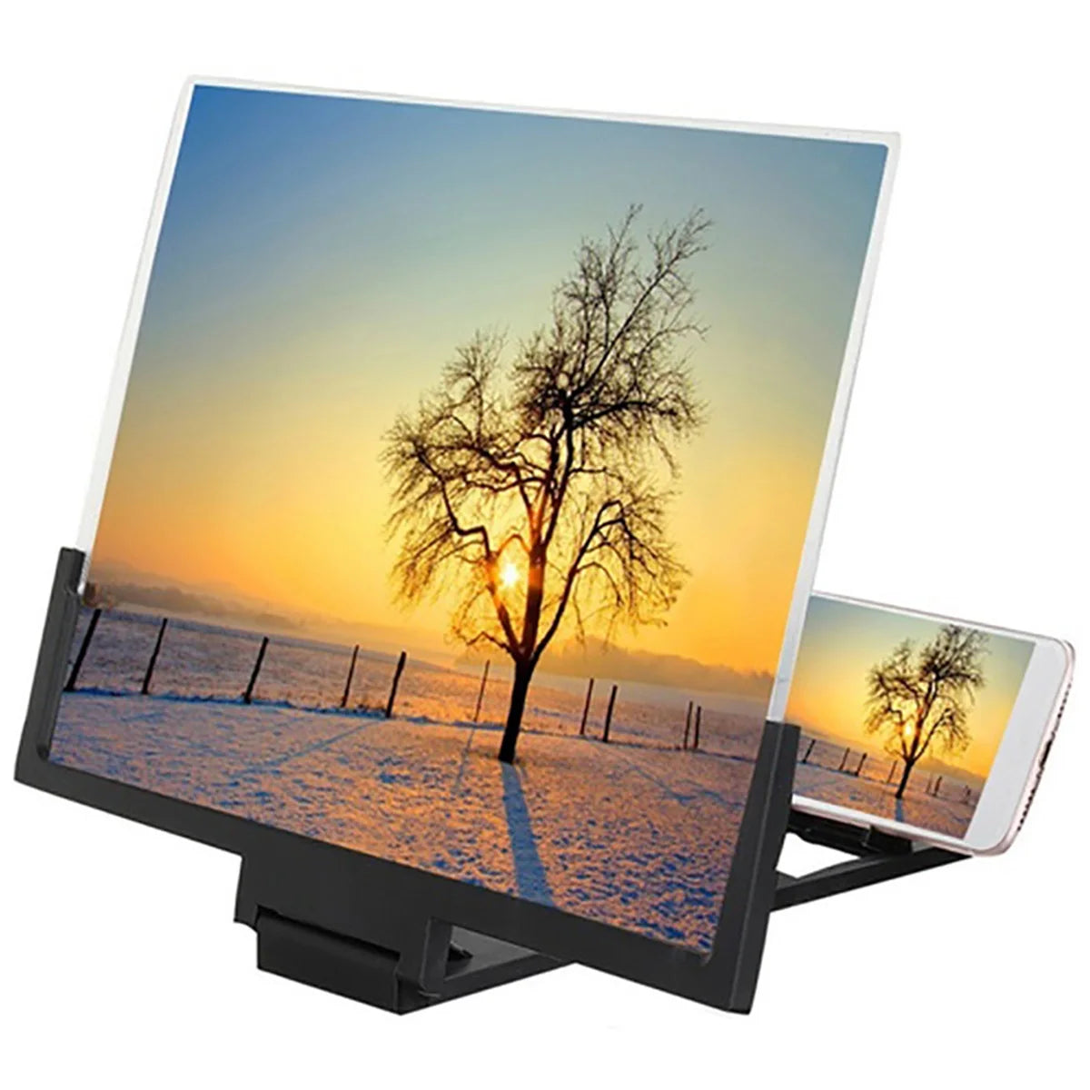 Tuzwa 14-Inch Phone Screen Magnifier – 3D Smartphone Screen Amplifier with Adjustable Stand for Movies, Videos & Enlarged Mobile Viewing