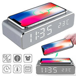 Tuzwa Smart Wireless Charging Station with LED Alarm Clock & Thermometer – Fast Charging Dock for Compatible iPhone & Samsung Phones