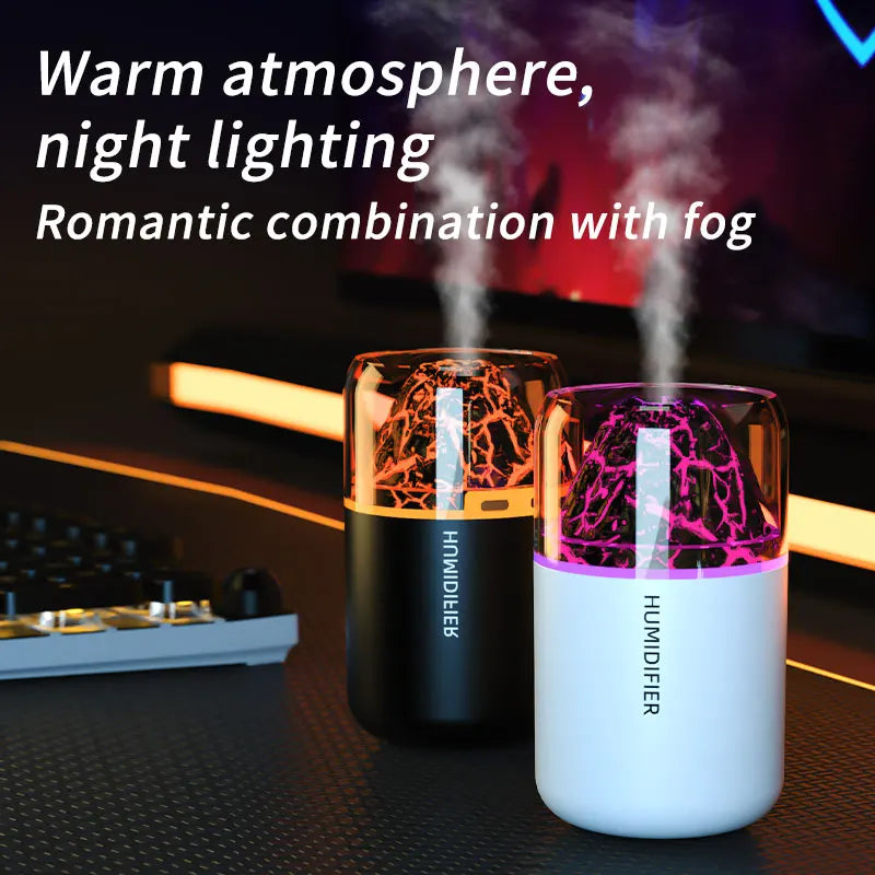 Tuzwa Volcano Aroma Diffuser & Ultrasonic Humidifier with Color Changing Light – USB Compact Essential Oil Diffuser for Home & Travel