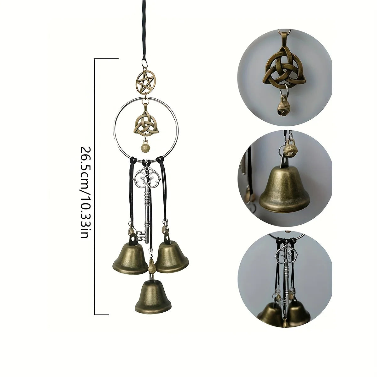 Tuzwa Witch Bells for Door – 1pc Metal Doorknob Hanging Bell Wind Chime, Decorative Witch Bell Door Hanger for Home, Entryway & Porch Decor