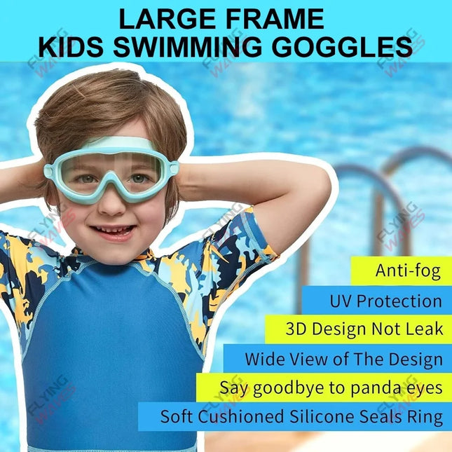 Tuzwa Kids Swim Goggles | Wide View Anti-Fog Swimming Goggles with UV Protection & Leakproof Comfort for Boys & Girls Ages 3–15