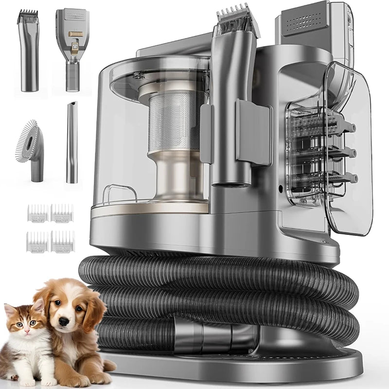 Tuzwa Pet Grooming Kit with Low-Noise Hair Dryer & Vacuum – Multifunctional Dog & Cat Grooming, Trimming & Deshedding System