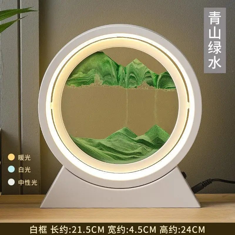 Tuzwa LED Moving Sand Art Table Lamp with 3D Sandscape – Relaxing Night Light & Decorative Desk Lamp for Bedroom, Office & Home