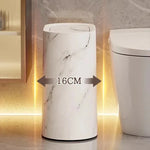 Tuzwa Bathroom Trash Can with Push Lid – Marble Design Slim Waste Bin for Small Spaces, Bedroom & Office