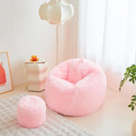 Tuzwa Pink Faux Fur Bean Bag Chair Cover – Soft Plush Beanbag Cover for Kids, Teens, Bedroom, Playroom & Cozy Room Decor