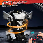 Tuzwa Transforming Robot RC Car – 2-in-1 Remote Control Car & Robot Toy with LED Lights, Rechargeable Lithium Battery
