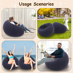 Tuzwa Inflatable Sofa Chair – Portable Round Flocked PVC Lounge Bean Bag Seat for Indoor, Garden, Patio, Camping & Outdoor Relaxation