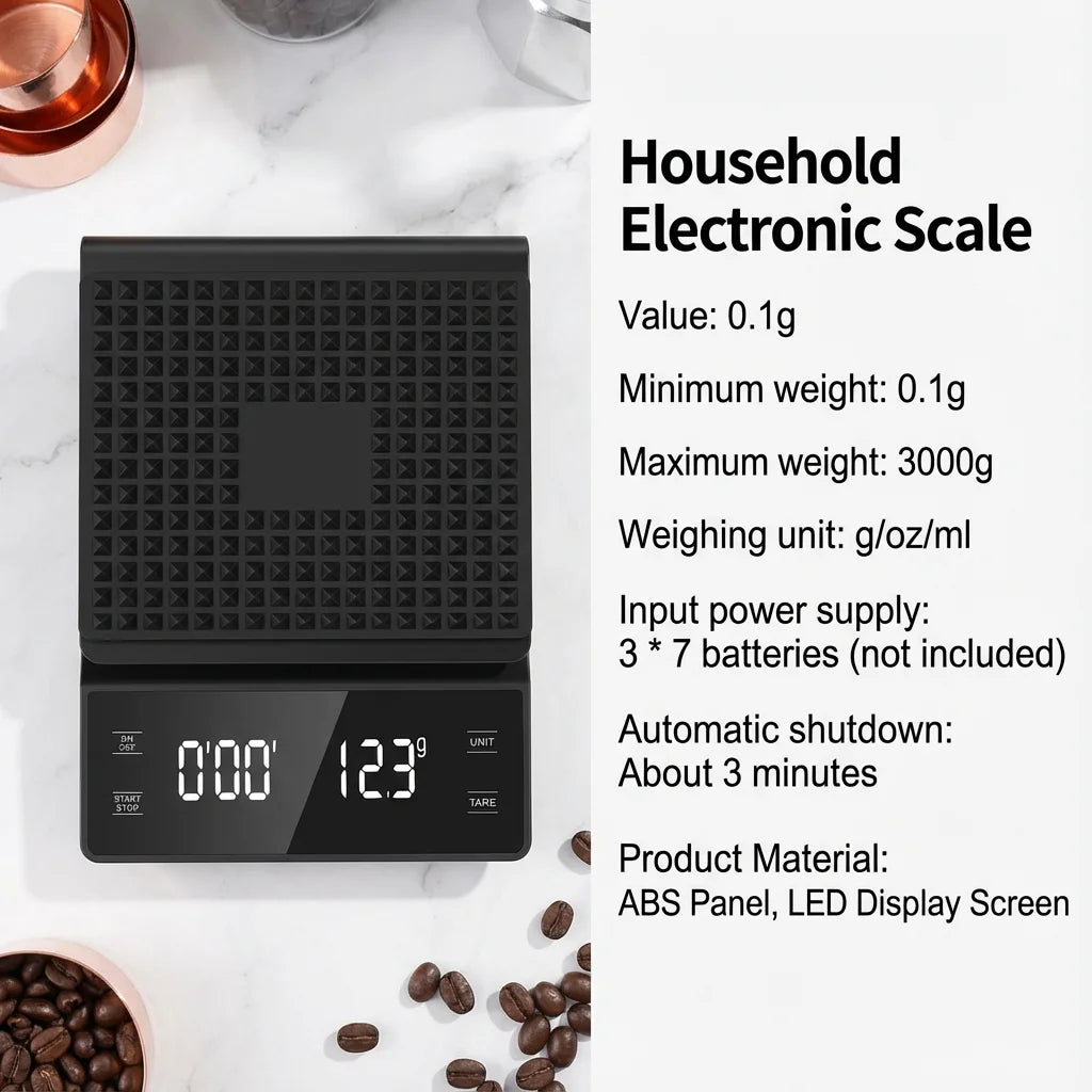 Tuzwa Digital Coffee Scale with Timer & LCD Display | Precision Espresso Scale for Pour Over, Drip & Coffee Brewing