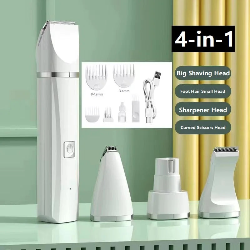 Tuzwa Dog Grooming Clippers 4-in-1 – USB Rechargeable Electric Pet Hair Trimmer for Dogs & Cats, Cordless Grooming Kit