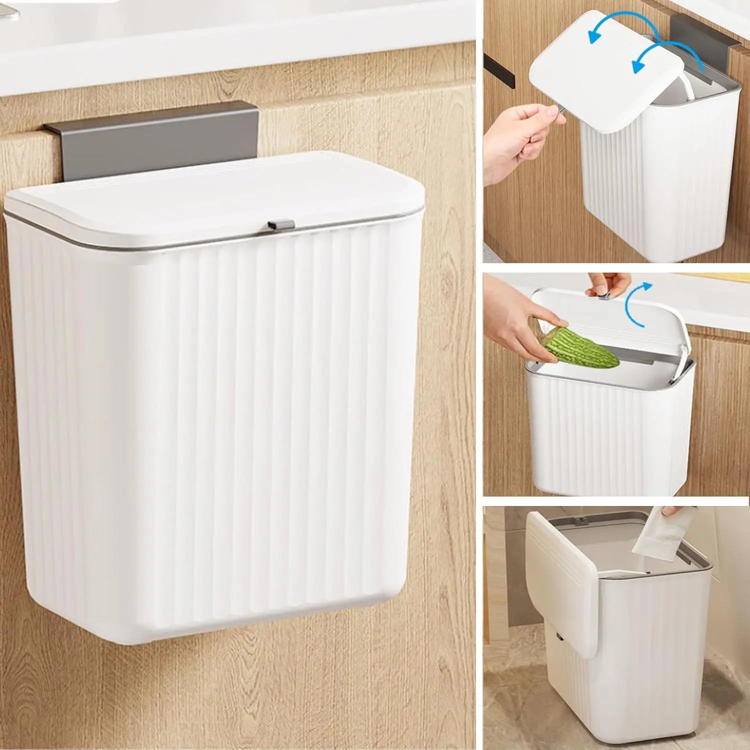 Tuzwa Kitchen Compost Bin with Lid – Space Saving Countertop & Under Sink Food Waste Bin for Kitchen Scraps
