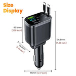 Tuzwa 5-in-1 Retractable Car Charger – USB-C Fast Charging Multi-Device Vehicle Adapter with Built-In Retractable Cable, Compact Design
