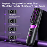 Tuzwa Cordless Hair Straightener Brush – Rechargeable Ceramic Heated Styling Brush, 4 Heat Settings, 140°C–200°C