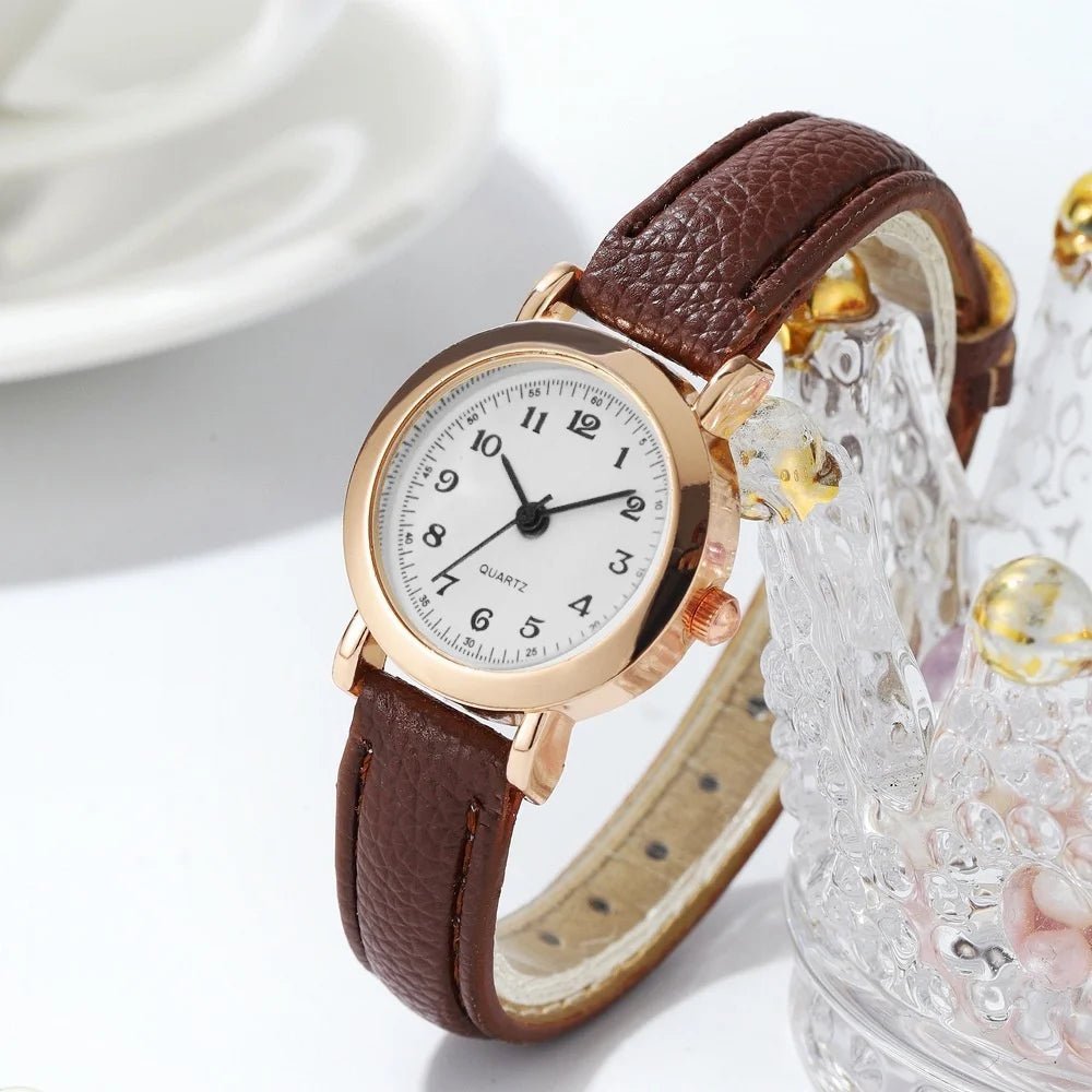 Tuzwa Women’s Quartz Watch – Elegant Leather Strap Analog Wristwatch with Arabic Numerals, 23mm Dial for Everyday & Dress Wear