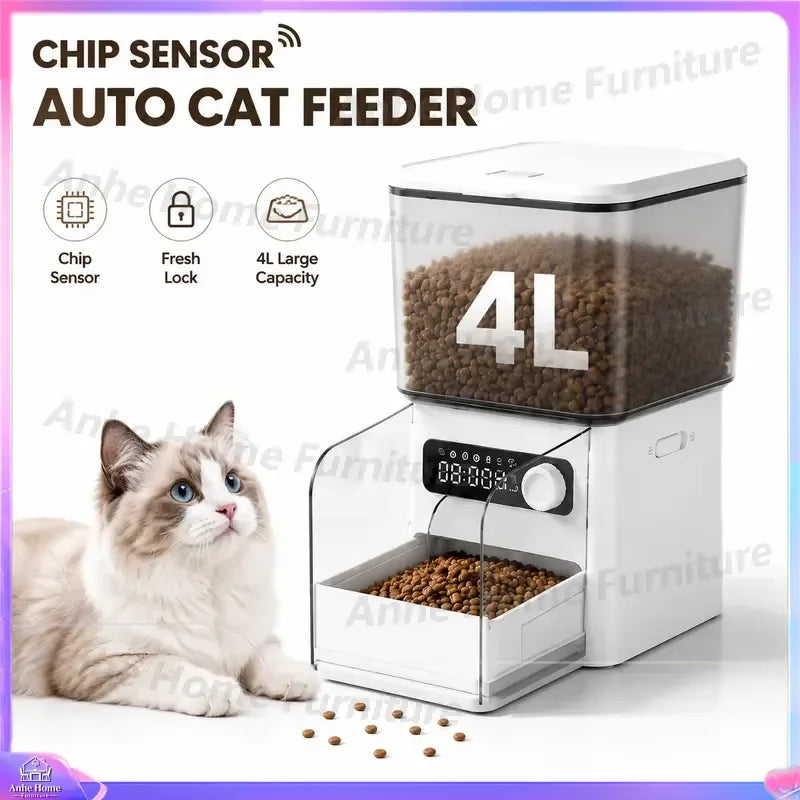 Tuzwa RFID Microchip Pet Feeder – 4.5L Automatic Cat & Dog Feeder with Timed Feeding, Selective Access & Anti-Theft Design
