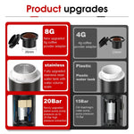 Portable Espresso Coffee Maker | Wireless 3-in-1 Portable Espresso Machine with 20-Bar Pressure & USB Rechargeable Design for Travel, Car & Home