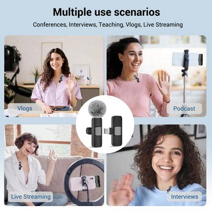 Wireless Lavalier Microphone | USB-C Type-C Clip-On Lapel Mic for Phone Video Recording | Omnidirectional