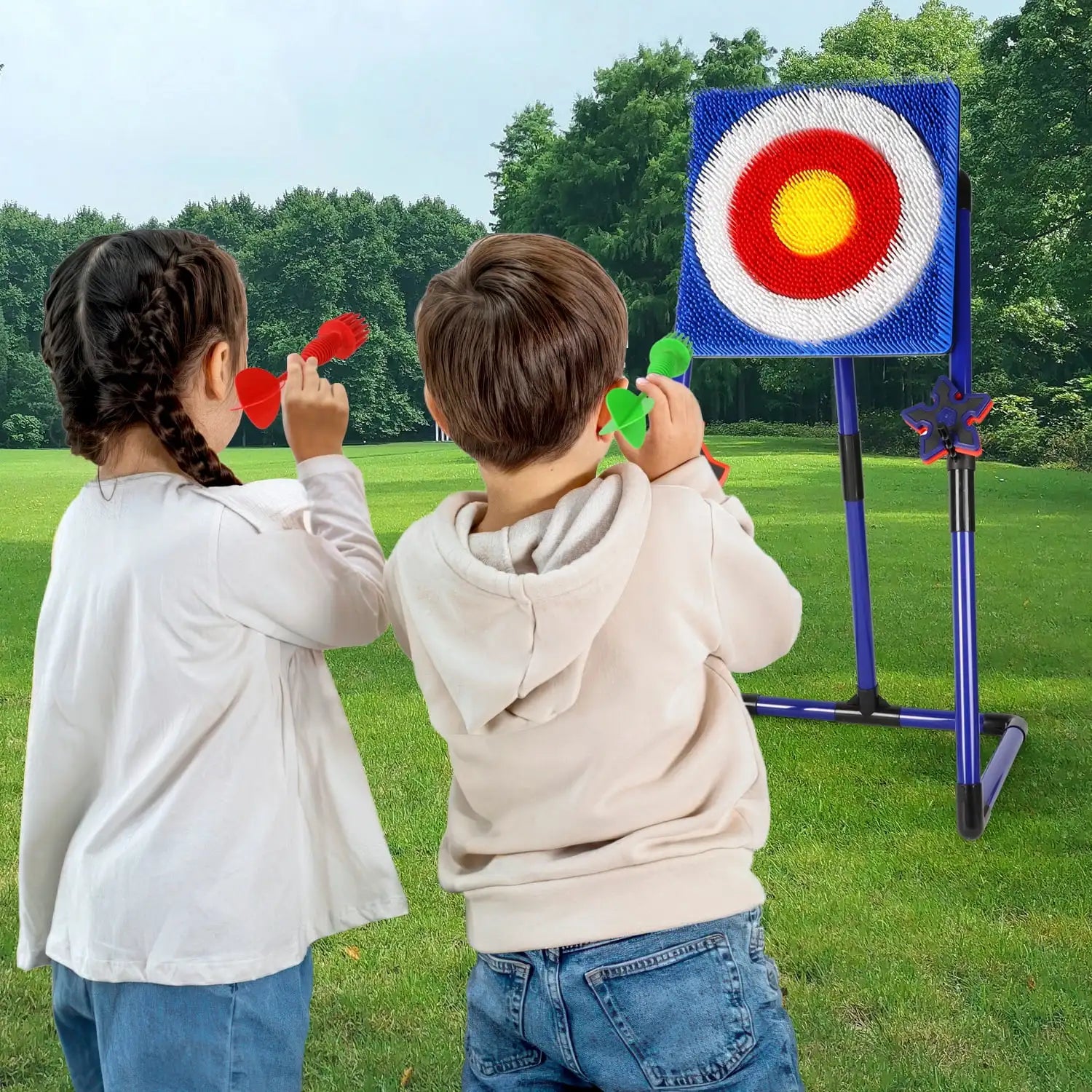 Tuzwa Axe Throwing Target Game Set – Bristle Board with Plastic Throwing Axes for Indoor Outdoor Backyard & Yard Games, Ages 14+