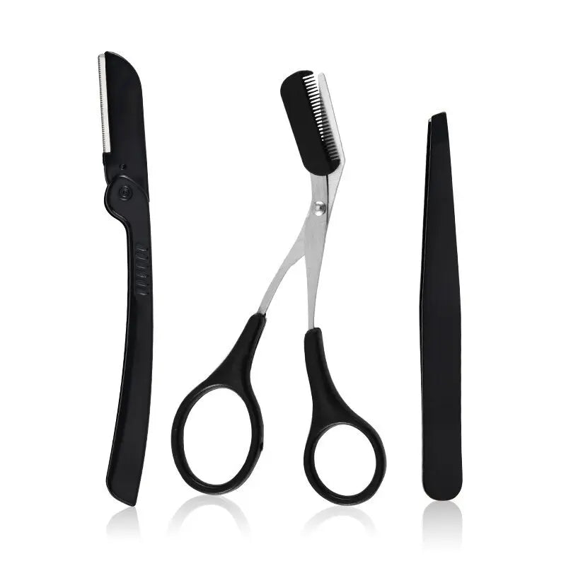 Tuzwa 3-Piece Eyebrow Grooming Kit – Stainless Steel Precision Brow Shaping & Styling Tools for Women