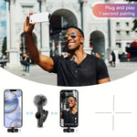 Tuzwa Wireless Lavalier Microphone – Mini Omnidirectional Clip-On Lapel Mic with Windproof Cover & Built-In Battery for iPhone, Android & Video Recording