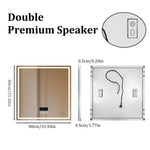 Tuzwa Bluetooth LED Bathroom Mirror 100x60cm – Anti-Fog Lighted Vanity Mirror with Modern Design