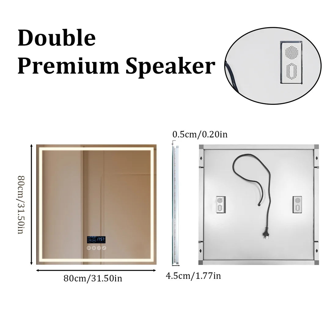 Tuzwa Bluetooth LED Bathroom Mirror 100x60cm – Anti-Fog Lighted Vanity Mirror with Modern Design