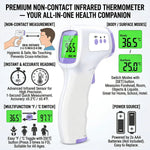 Tuzwa Non-Contact Infrared Forehead Thermometer – Portable Digital No-Touch Thermometer with Fast Temperature Reading, Battery Operated