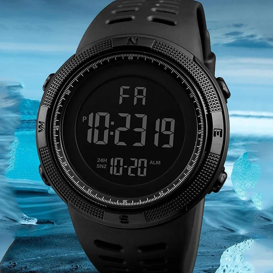 Tuzwa Men's Digital Military Sports Watch – Luminous 50mm Display, Coated Glass, Round Case for Active Everyday Wear