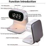 Tuzwa LED Alarm Clock with Wireless Charging & Warm Mood Light – 165mm Bedside Clock Lamp for Bedroom & Nightstand