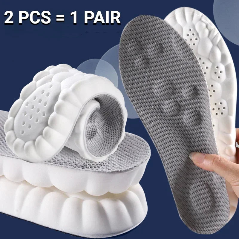 Tuzwa 4D Sports Insoles with Arch Support – Shock-Absorbing EVA Shoe Inserts, Lightweight Anti-Slip Cushioned Insoles for Athletic Shoes