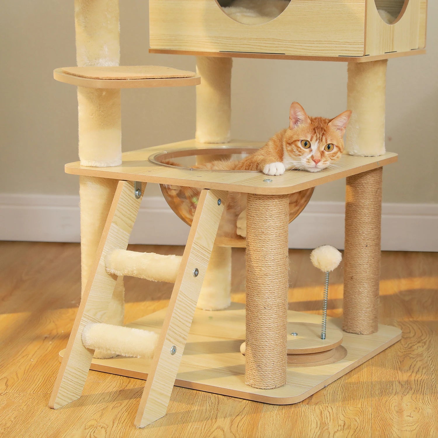 Tuzwa 5-Tier Cat Tree Tower | Multi-Level Wood Cat Condo with Scratching Posts & Cozy Resting Areas for Indoor Cats