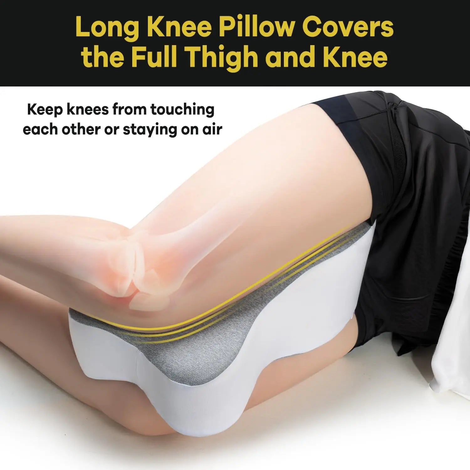 Tuzwa Memory Foam Knee Pillow for Side Sleepers – Ergonomic Between-Legs Support Cushion for Comfortable Sleep