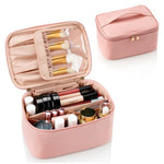 Tuzwa Large Capacity Travel Makeup Bag – PU Leather Cosmetic Organizer with Multiple Compartments for Makeup, Toiletries & Beauty Essentials