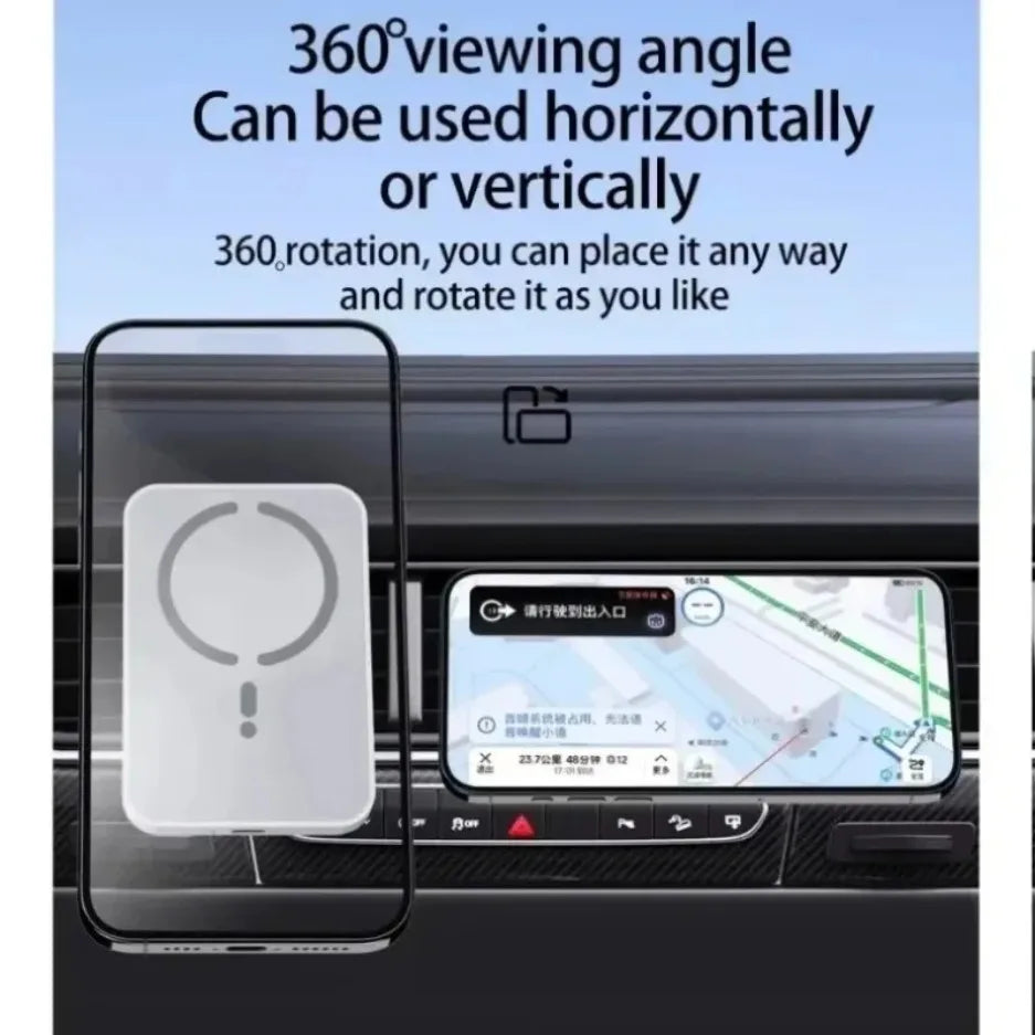 Tuzwa Magnetic Wireless Car Charger | 15W Fast Charging Air Vent Phone Mount for iPhone 17, 16, 15, 14, 13 & 12 Series